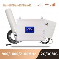 2G 3G 4G LTE Booster Усилвател GSM Сигнал  800~900~1800~2100 MHz Band 1/3/8/20, снимка 2 - Мрежови адаптери - 24732570