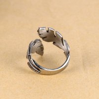 Посребрен арт пръстен универс. размер, лист, снимка 5 - Пръстени - 26282586