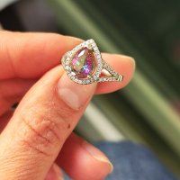 Дамски 925 сребърен пръстен Цвят хамелеон Голям разме Диаметър 18,27мм, снимка 5 - Пръстени - 40549711
