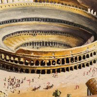 Голяма картина, масло, платно, С. Стефанов– " Колизеума", снимка 5 - Картини - 44019798