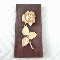 Дървено мини-пано ,,Златна роза,,, снимка 1 - Колекции - 32745173