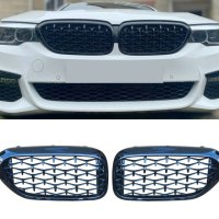 Бъбреци Решетки за BMW 5-та серия G30 G38 520i 530i 540i 2017-2019 Diamond Style Черен Гланц, снимка 1 - Аксесоари и консумативи - 40857576