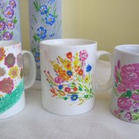 Ръчно рисувани порцеланови чаши с цветя, снимка 1 - Декорация за дома - 33426322