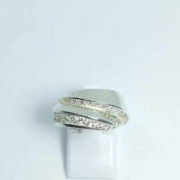 Сребърен пръстен с много цирконий, снимка 1 - Пръстени - 43091972