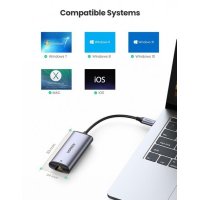 UGREEN USB Type-C към 2.5 Gigabit Ethernet RJ45, RTL 8156, снимка 3 - Мрежови адаптери - 39689687