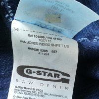 G-STAR VAN JONES INDIGO SHIRT Размер M - L мъжка еластична риза 12-60, снимка 16 - Ризи - 44036786