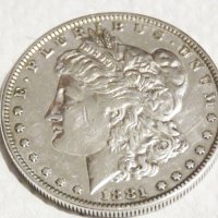 Рядък  сребърен американски долар, морган долар, MORGAN DOLLAR, ONE  DOLLAR - 1881 г., снимка 4 - Нумизматика и бонистика - 35483309