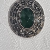 Vintage висулка с маркизити и зелен камък , снимка 4 - Колиета, медальони, синджири - 43316811