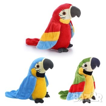 Музикален пеещ и говорещ плюшен папагал играчка+Батерии, снимка 1