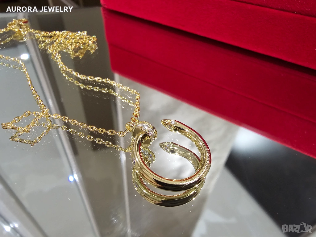 CARTIER Nail Juste un Clou Gold Diamonds Pendant Дамско Колие Пирон, снимка 1