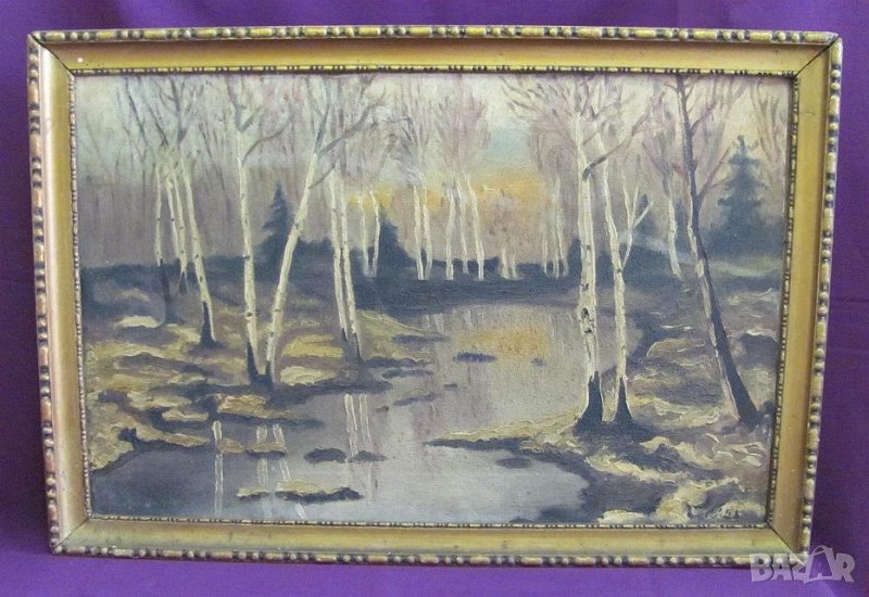 Много Стара Картина Масло Платно Подписана 60х40см., снимка 1