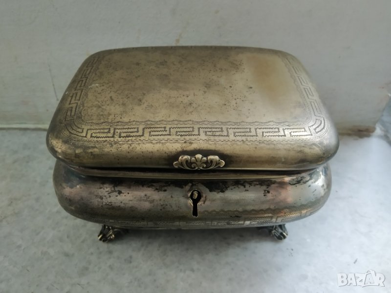 посребрена месингова кутия арт нуво, снимка 1
