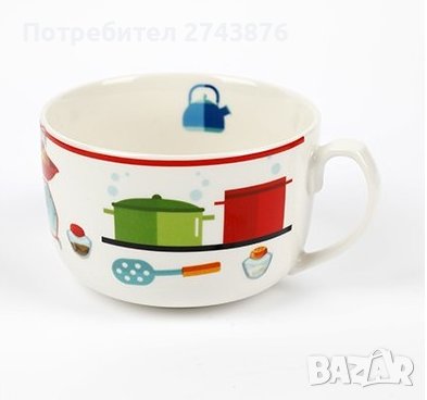  Керамичнa купa с една дръжка за супа - Декор кухня .600мл, снимка 1