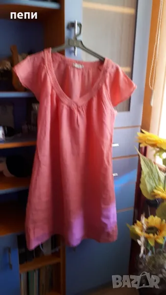 Уникална дамска рокля от лен-42 размер, снимка 1