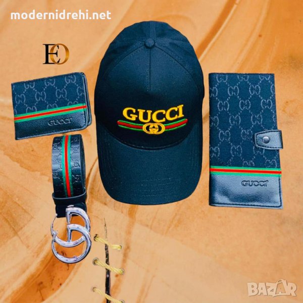 Колан шапка и 2 портфейла уникален комплект Gucci код 57, снимка 1