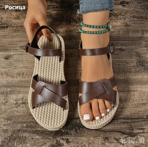 Дамски сандали номер 39 дължина на стелката 24.5 см нови в кафяво , снимка 1