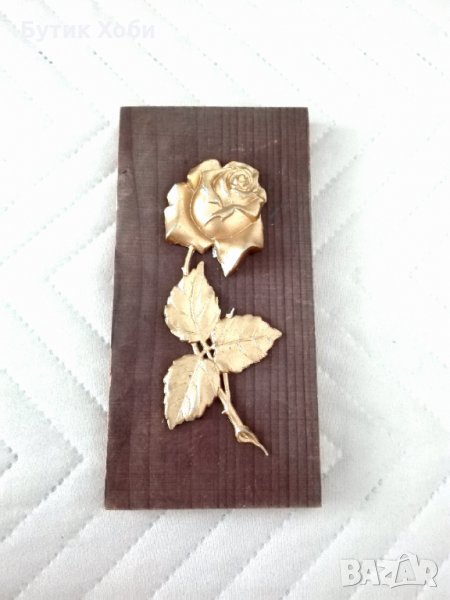 Дървено мини-пано ,,Златна роза,,, снимка 1