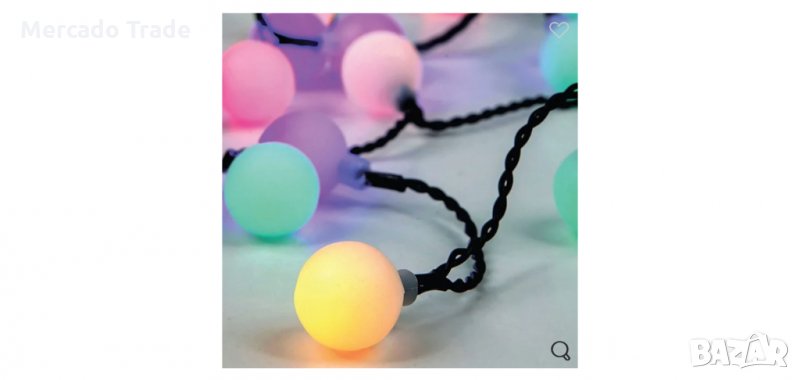 40бр. LED цветни крушки, кръгли с програма, 7м , снимка 1