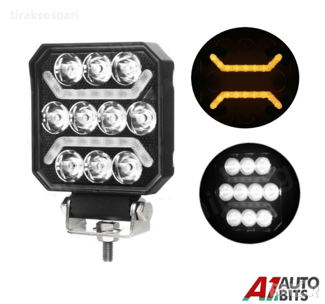 Мощен 100W LED Диоден ФАР БЯЛО+ЖЪЛТО за Джипове Трактори АТВ Камиони, снимка 1