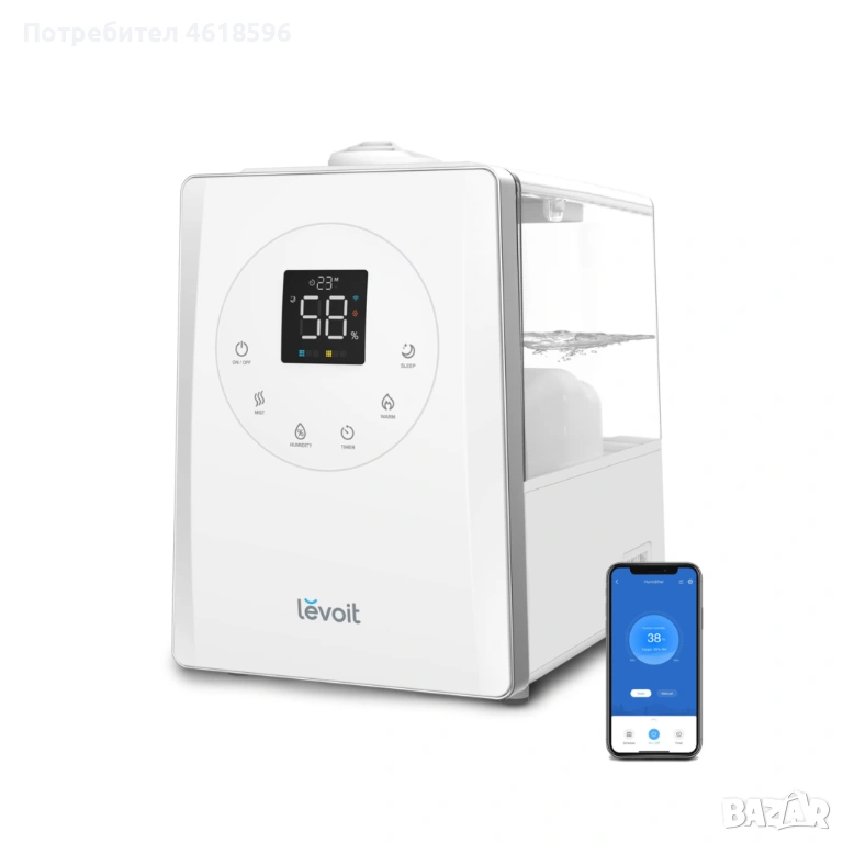 Ултразвуков смарт овлажнител за въздух Levoit LV600S, снимка 1