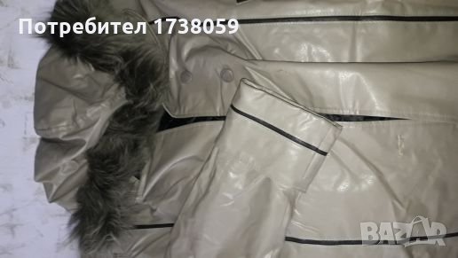 Кожено яке с сваляща се подплата ,естествен коСъм на качулката., снимка 1