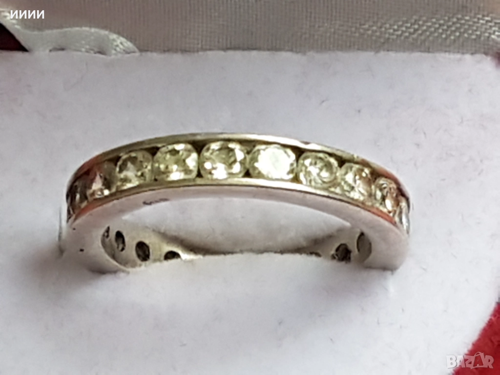 Сребърен пръстен халка с камъни , снимка 1