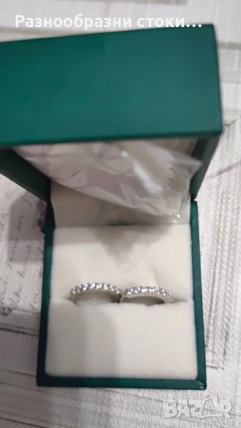 Кръгли сребърни обеци с камъни., снимка 1