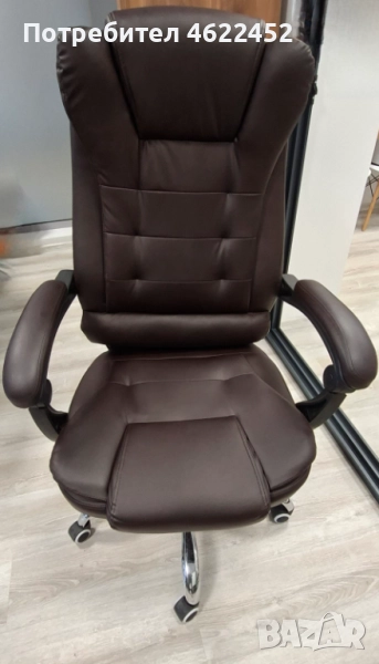 Кафяв кожен офис стол, неразличим от нов, снимка 1