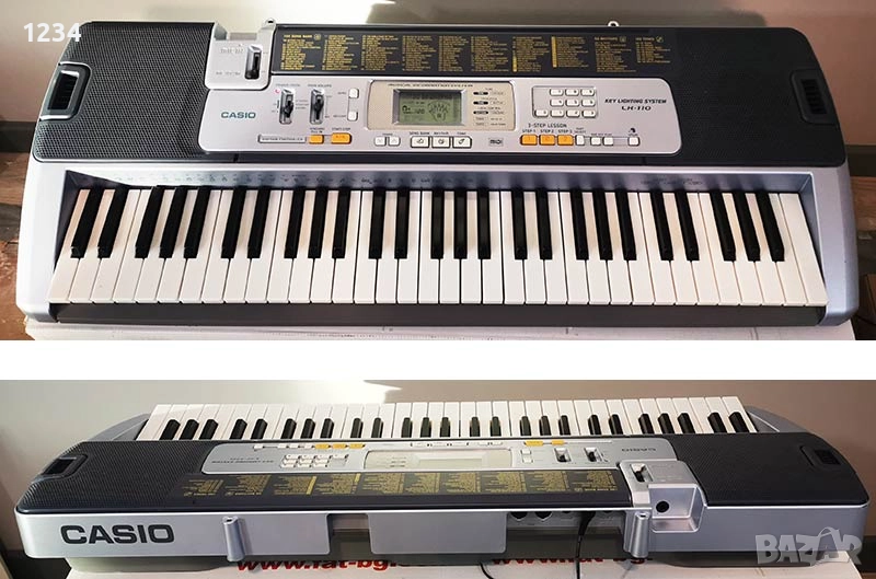 Синтезатор клавир CASIO LK-110 пиао със светещи клавиши и вход за микрофон 5 октави, снимка 1