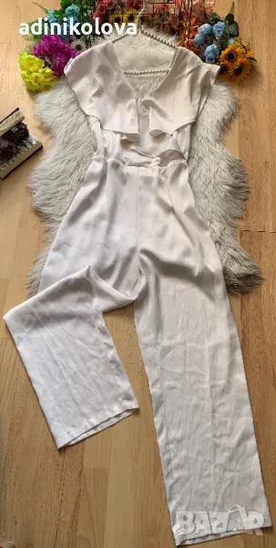 Бял сатенен гащеризон, снимка 1