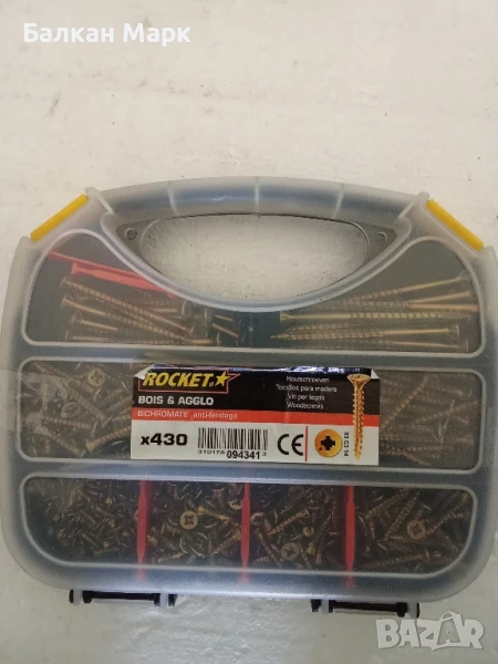 Органайзер със сет винтове за дърво Rocket Bois & Agglo – 430 бр. – с връх тип 17, снимка 1