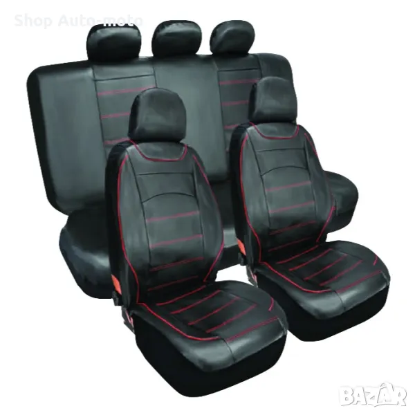 Тапицерия за МПС Automat, 9 части, Червен конец, Еко кожа, снимка 1