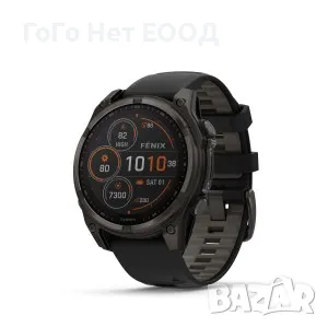 Garmin Fenix 8 - 47 mm Solar, Sapphire - Carbon Gray DLC Titanium с Black/Pebble Gray, снимка 1