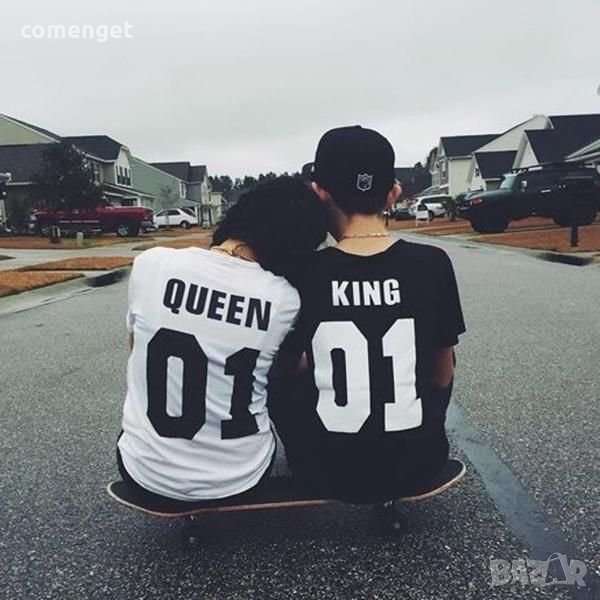 СВЕТИ ВАЛЕНТИН! За ВЛЮБЕНИ LOVE T-SHIRTS KING QUEEN с НОМЕР ПО ИЗБОР! Поръчай модел с ТВОЯ ИДЕЯ!, снимка 1