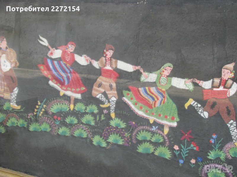 Гоблен картина хоро в рамка-1930г, снимка 1