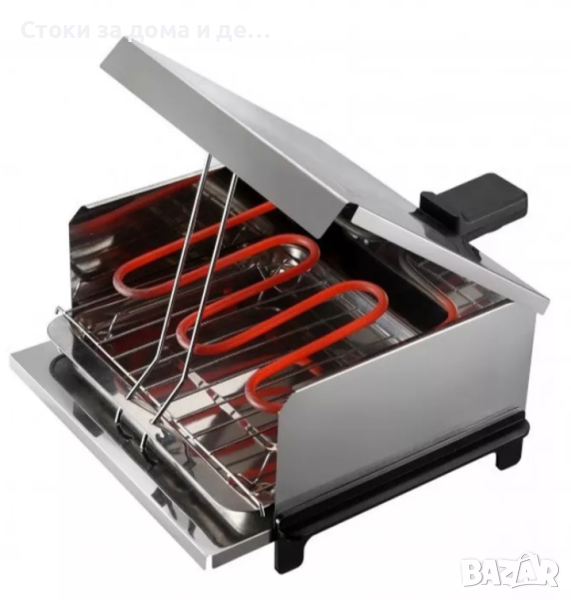 ✨Парти грил Rosberg R51015A, 800W, Тавичка за мазнина, Махащ се капак, Сребрист , снимка 1