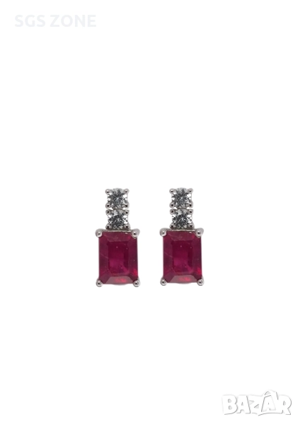 Сребърни Обеци със РУБИНИ , снимка 1