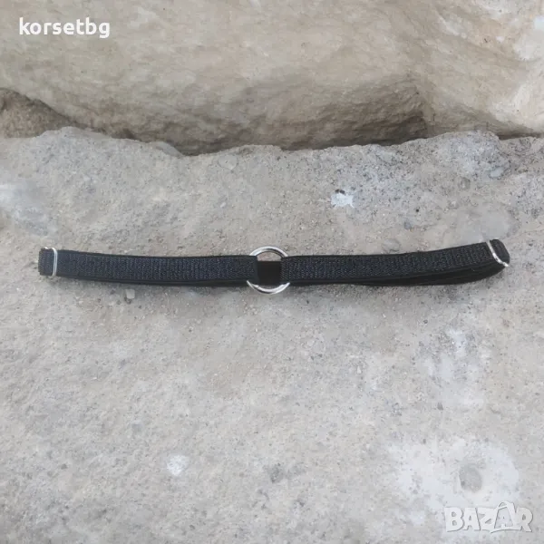 Ръчно изработен дамски жартиер от черен лурекс с блясък и метални елементи 7073, снимка 1