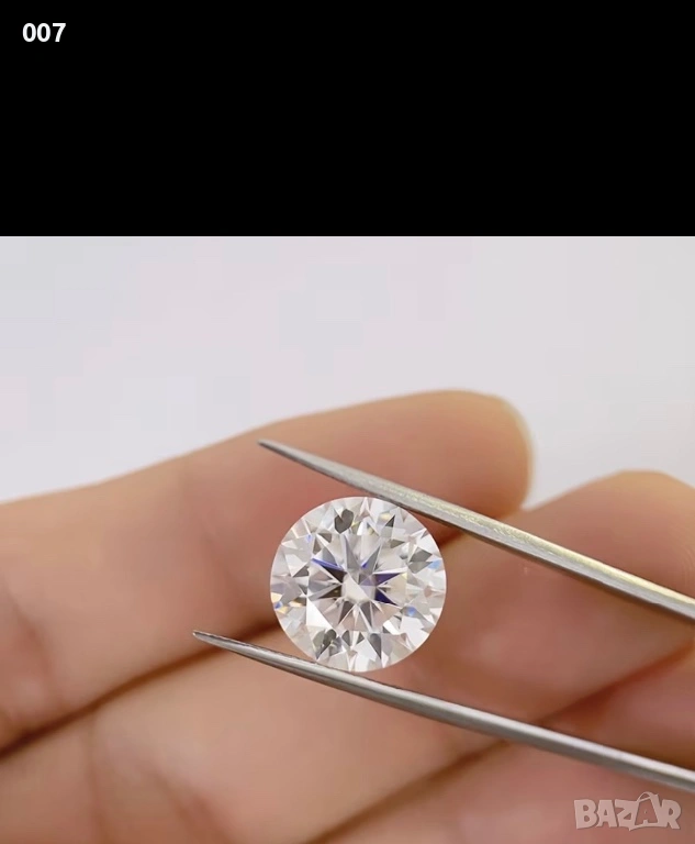 Мойсанит / Диамант 3.5mm 0.2ct + GRA сертификат, снимка 1