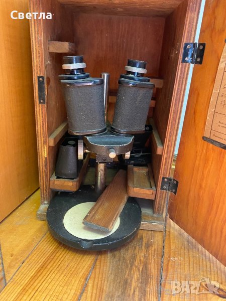 Стар микроскоп антикварен, снимка 1