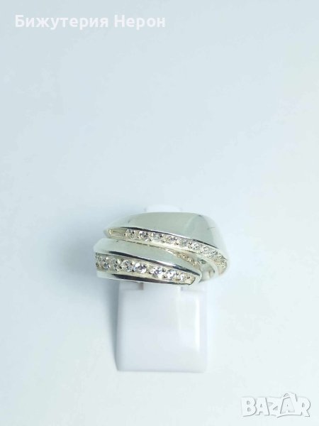 Сребърен пръстен с много цирконий, снимка 1
