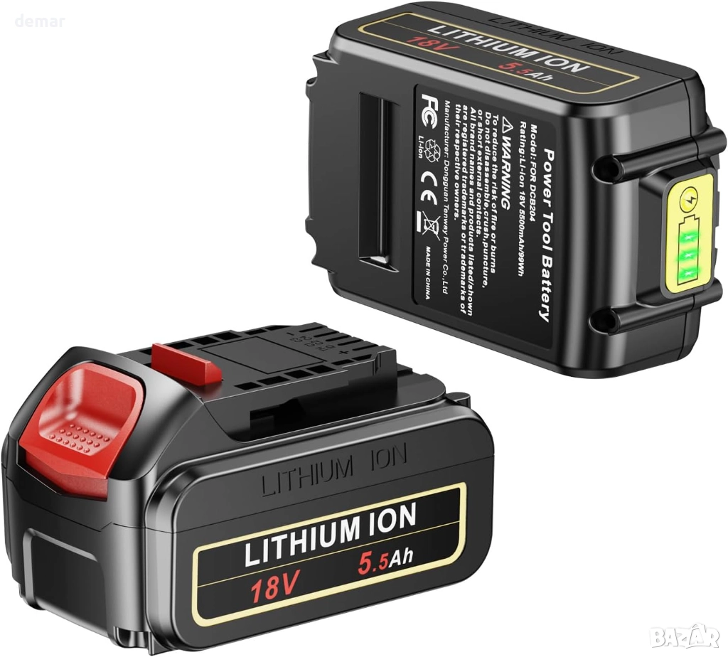 ASUNCELL 2 броя литиево-йонни батерии 5.5Ah 18V за инструменти Dewalt, снимка 1