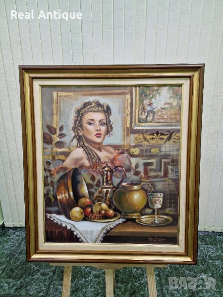 Изключително красива антикварна авторска майсторска картина масло върху платно , снимка 1