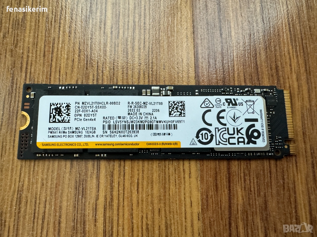 Samsung PM9A1 1000GB 1TB SSD NVMe 2280 Gen 4 x4 PCIe 7000MB/s, снимка 1
