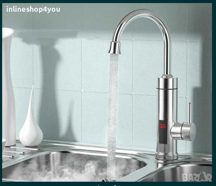 Проточен бойлер 3000W/220V с цифров дисплей от неръждаема стомана, снимка 1