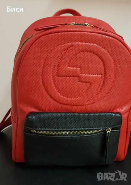 Gucci/Гучи-средно голяма червена раница ,естествена кожа, снимка 1