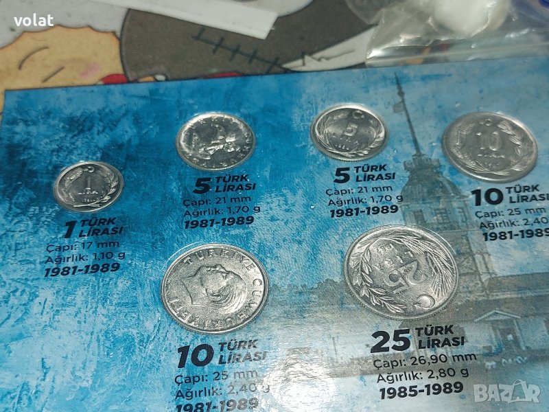 Комплект турски монети. емисия 1981-1989 години, снимка 1