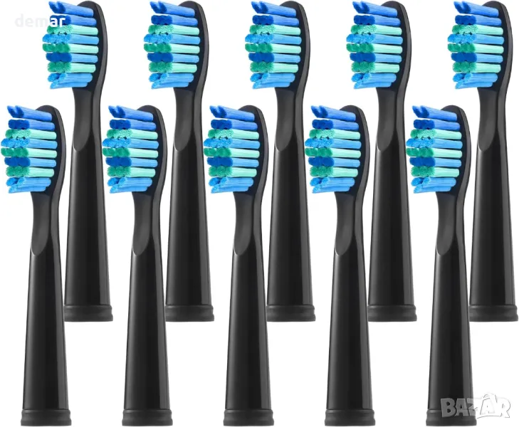 Teeteck Резервни глави за четки за зъби, за Fairywill 507/508/D7/D8/515/551/917/959, черни, 10 броя, снимка 1