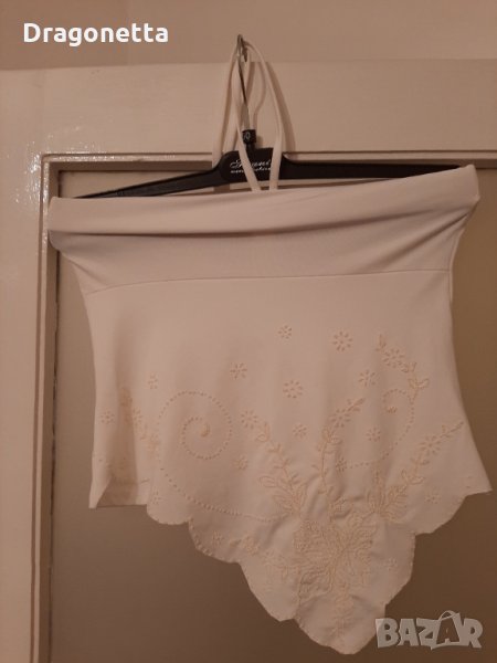 Потник бюстие Бяло с мъниста, снимка 1