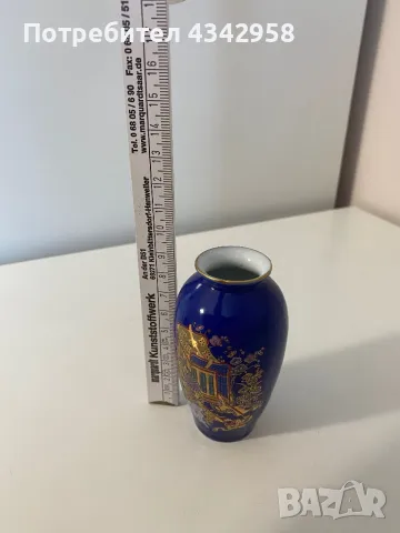 Vintage miniature decorative cobalt blue Japanese vase., снимка 4 - Колекции - 49393368